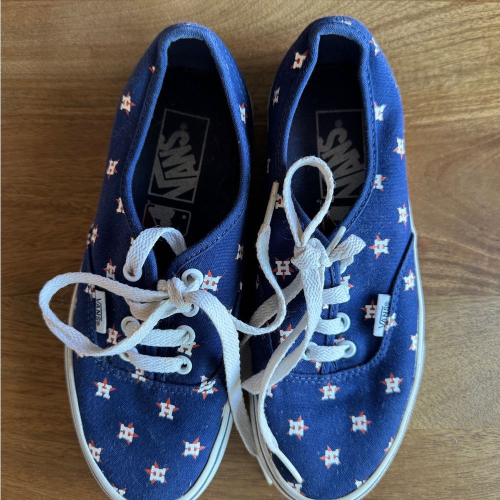Vans Navy Houston Astros Pattern Canvas Sneakers Size 6